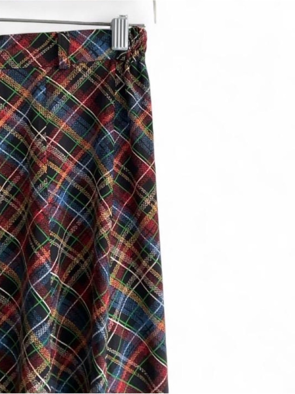 Vintage Style Plaid Maxi Skirt Black & Red Multicolor Buttoned | Y2K MEDIUM - Picture 8 of 8